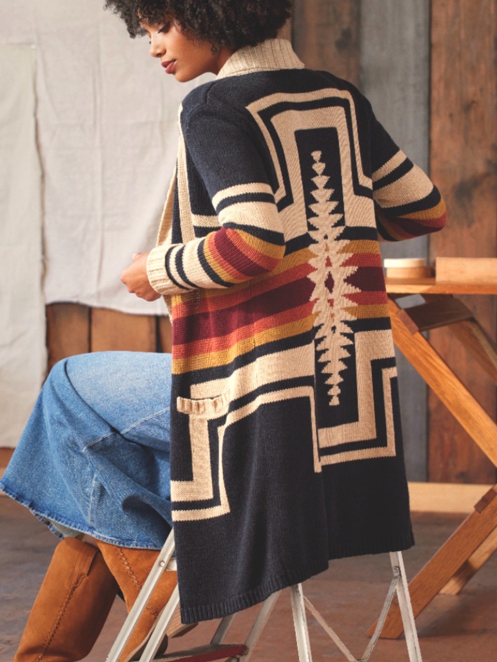Pendleton Knit Sweater Duster